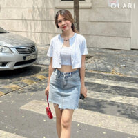 Chân Váy Jean Nữ Ngắn OLARI Dáng Chữ A - OL305 - Pale Jeans Skirt