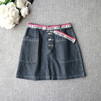 Chân váy jean thời trang khóa cúc kèm dây lưng
