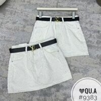 Chân váy jean trắng L kèm đai hàng QCL1