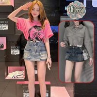 Chân Váy Jean Túi Hộp Nữ Ngắn Kiểu Dáng Chữ A Có Lót Quần Bên Trong - Quần Bò Giả Váy Jean Ethereal