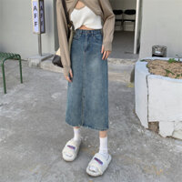 Chân Váy Jeans Dài Sẻ Trước Phong Cách Hàn Quốc