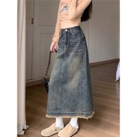 Chân váy jeans dáng dài rách xẻ tà sau phong cách Hàn - Retrostyle - CVtuarua8330_P13K2