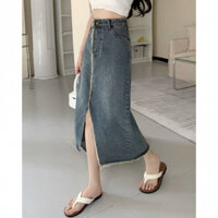 Chân váy jeans dáng dài xẻ vạt giữa giải nhiệt cho cái nóng năm nay _ tit3158Pro