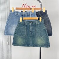 Chân Váy Jeans Dáng Ngắn Hamina, Váy Jean Đính Đá 3 size SML