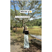 Chân váy jeans đuôi cá, chân váy dáng dài lưng siêu cao ( ~96cm )