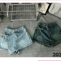 Chân Váy Jeans Giả Quần Chữ A Cột Nơ Chéo Thời Trang Nữ, Sang Chảnh 55-85kg- MS2033