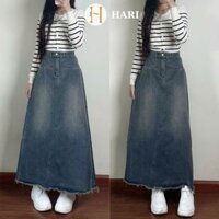 Chân Váy Jeans Hari Dáng Dài Đuôi Cá Form Đẹp Siêu Tôn Dáng