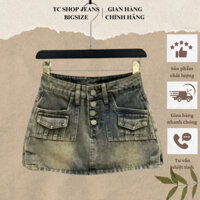 Chân Váy Jeans Nữ Bigsize Kiểu 4 Nút Túi Hộp TCSHOP MS 2032