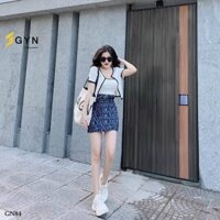 chân váy jeans phối chữ thời trang 2 màu