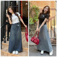 CHÂN VÁY JEANS TUA GẤU XẺ TÀ DÁNG DÀI 7379.80
