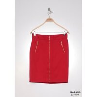 Chân váy Juyp vải Tuytxi len màu đỏ khóa đồng