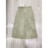 Chân váy kaki dài túi hộp, lưng phối thun của Hàn xịn (size F eo 68cm giản đến 78cm)