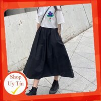 CHÂN VÁY KAKI DÁNG DÀI BE ĐEN TRẮNG - CHÂN VÁY XOÈ KAKI 3 MÀU - VÁY MIDI CÔNG SỞ [ Có sẵn ]