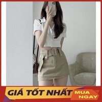 Chân Váy Kaki Kèm Đai Khuy Hàng Quảng Châu M6045