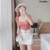 Chân váy kaki kèm đai nịt co giản thoải mái có lót quần PH.shop