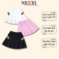 Chân Váy Kaki Lụa Xếp Ly 2 Sọc Bé Gái Nexxi