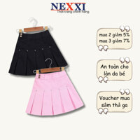 Chân Váy Kaki Lụa Xếp Ly  2 Nút Bé Gái Nexxi
