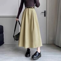 Chân Váy Kaki Nữ Lưng Thun Sau Kiểu Dáng Dài Xoè Thời Trang - Nhím Xù Shop