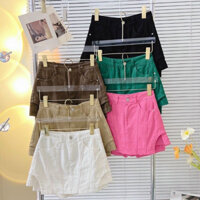 chân váy kaki phối vạt