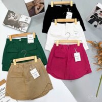 Chân váy Kaki vạt tôm có lót dày dặn