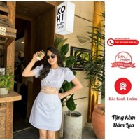 Chân váy kết hợp áo croptop dây chéo nữ thời trang The SHEI - Ô hình thoi  - TSD092231