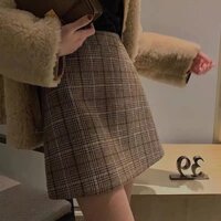 Chân Váy Len Chữ a Lưng Cao Họa Tiết Kẻ Sọc Thời Trang Thu Đông Phong Cách Mới Cho Nữ