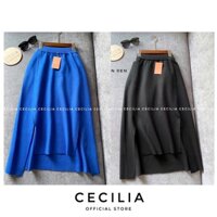 Chân váy len freesize dáng A (không ôm) xẻ cách điệu, độ dài qua đầu gối & ngang bắp chân