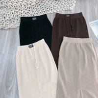 Chân váy len mác dệt kim hàng QC có dây rút mác thêu