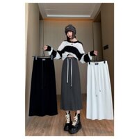 Chân Váy Len Thu Đông Cho Nữ Dáng Dài, Chân váy Len Tăm MIDI Dài 78cm QCC1