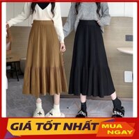 Chân Váy Len Xòe Dáng Dài Phối Xếp Ly Hàng Quảng Châu CV011 - Yamy888