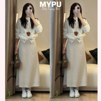 Chân Váy LINEN THÔ Dáng Dài 88cm Có Lót Trong 2 màu Bee Trắng MYPU.SAIGON