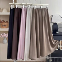 Chân Váy Lụa Dài Trơn Basic Cạp Chun Dáng Xòe Sang Trọng Dài Váy 90cm Thời Trang Sugal CV NU 072