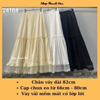 Chân váy lụa phối ren viền gấu dáng xòe dài mềm đẹp, váy dài ~82cm mix đồ trẻ trung, nhẹ nhàng TV2416