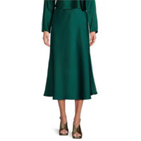 Chân váy lụa satin màu xanh lá đậm vnxk dư xịn- chân váy lụa dài