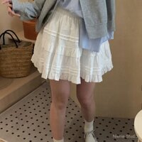 Chân Váy lưng thun Chân Váy Ngắn đường khâu Ren Phong Cách tươi mới thiết kế cảm giác tình yêu đầu tiên giản dị dễ phối đồ
