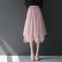 Chân váy lưới tutu cắt nhọn dáng dài free size VAY61 - Hồng phấn