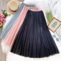 Chân váy lưới tutu xòe to chấm bi nhỏ hàng đẹp VAY58 3 lớp - Hồng