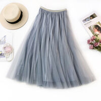 Chân váy lưới vintage lót ánh kim dễ thương free size VAY113 - Ghi xám