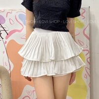 Chân váy ly 2 tầng dáng ngắn 4 màu Lovi