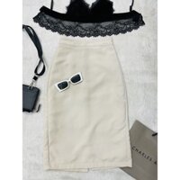 chân váy màu be nude dài 67cm size S