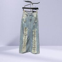 CHÂN VÁY MAXI DÀI CHỮ A 1 NÚT OHỐI RÁCH HAI BÊN ĐỀU LYIE (RUBY)