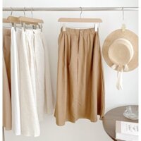 Chân váy midi dài Lưng cao Form chữ A Váy dài midi Cạp cao Lưng thun sau Hàn Quốc Thời trang