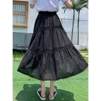 Chân Váy Midi Dáng Dài Nhăn Nhẹ Nhàng