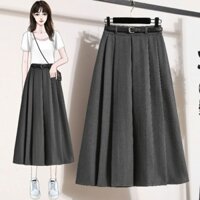 Chân Váy Midi Dáng Dài Thời Trang Nữ Kèm Dây Nịt Khóa Kéo Cạp Chun Dưới 58kg Dài Váy 81cm Công Sở