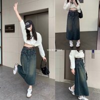 Chân váy Midi TÚI NHỌN cá tính phong cách sang trọng KH12, chân váy chữ A dáng dài xẻ đùi Win boutique