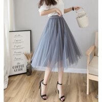 Chân Váy Midi Voan Lưới Freesize
