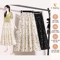 Chân Váy Midi Xếp Ly Dáng Dài Xòe Bồng Bềnh Họa Tiết Hoa Lá Xinh Xắn Dễ Thương Style Hàn Quốc Vibe Nhẹ Nhàng Hot Teen