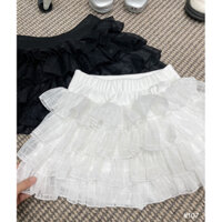 Chân váy ngắn bèo ren nhiều tầng dáng xoè lót quần bảo hộ phong cách Hàn Quốc