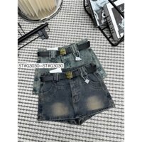 Chân váy ngắn bò jean denim chữ A miu kèm đai QCCC QCL1 CV277 G3030