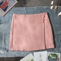 Chân váy ngắn công sở vạt chéo 3 cúc cách điệu